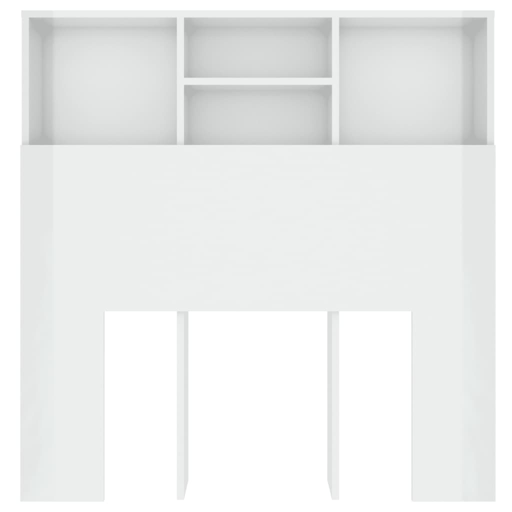 Tăblie de pat cu dulap, alb extralucios, 100x19x103,5 cm - Lando
