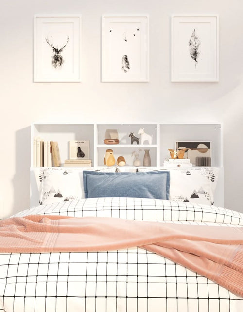 Încărcați imaginea în vizualizatorul Galerie, Tăblie de pat cu dulap, alb, 120x19x103,5 cm - Lando
