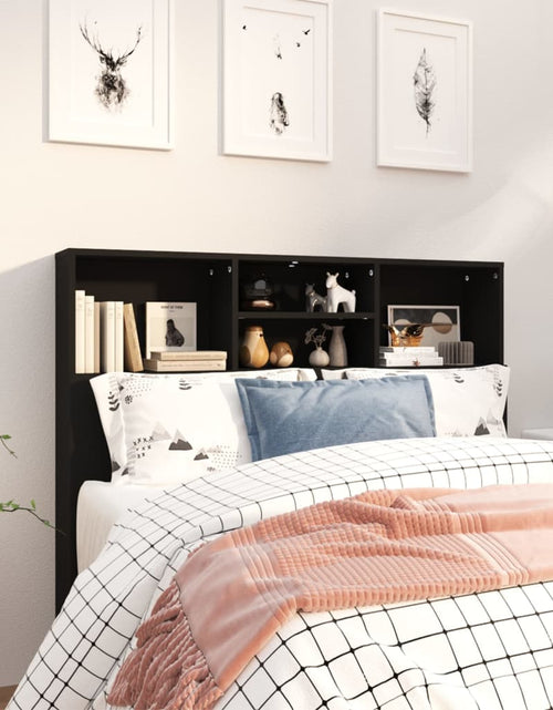 Încărcați imaginea în vizualizatorul Galerie, Tăblie de pat cu dulap, negru, 120x19x103,5 cm - Lando
