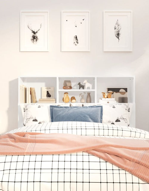 Încărcați imaginea în vizualizatorul Galerie, Tăblie de pat cu dulap, alb extralucios, 120x19x103,5 cm - Lando
