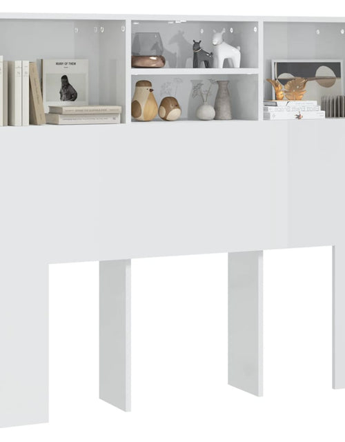 Încărcați imaginea în vizualizatorul Galerie, Tăblie de pat cu dulap, alb extralucios, 120x19x103,5 cm - Lando
