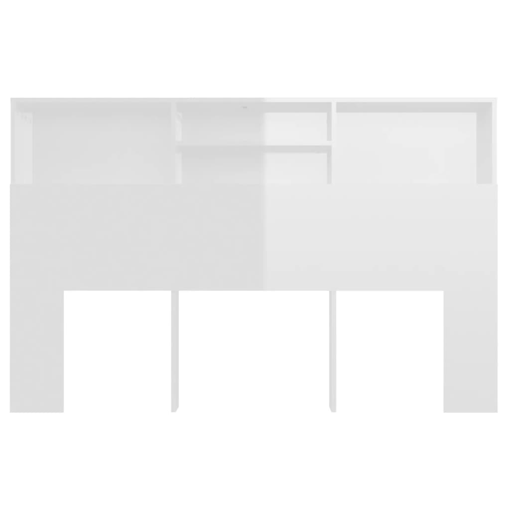 Tăblie de pat cu dulap, alb extralucios, 160x19x103,5 cm - Lando