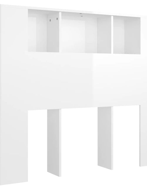 Загрузите изображение в средство просмотра галереи, Tăblie de pat cu dulap, alb extralucios, 120x18,5x102,5 cm - Lando
