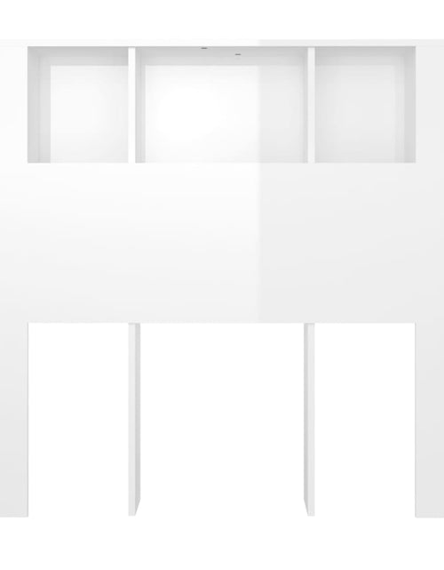 Загрузите изображение в средство просмотра галереи, Tăblie de pat cu dulap, alb extralucios, 120x18,5x102,5 cm - Lando
