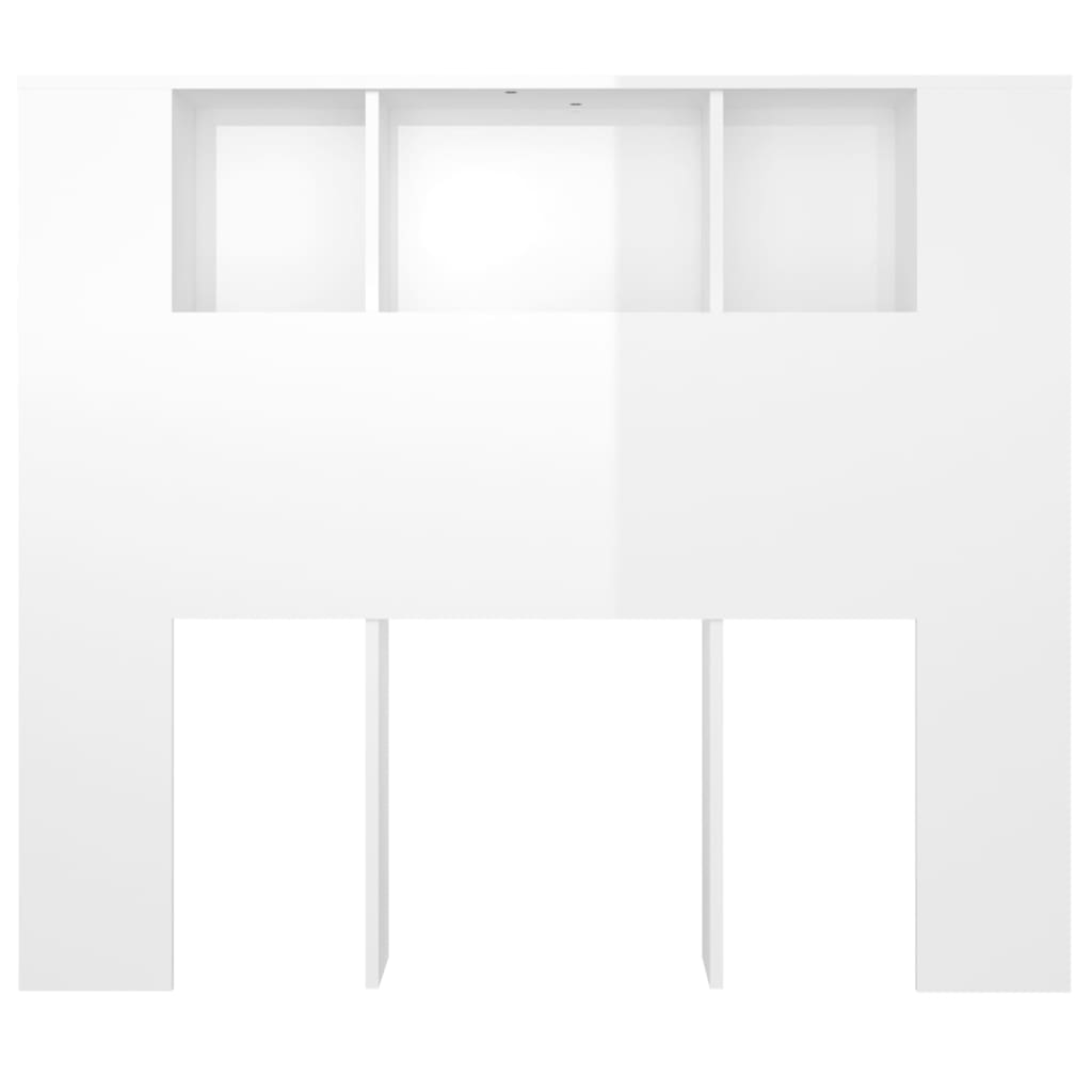 Tăblie de pat cu dulap, alb extralucios, 120x18,5x102,5 cm - Lando