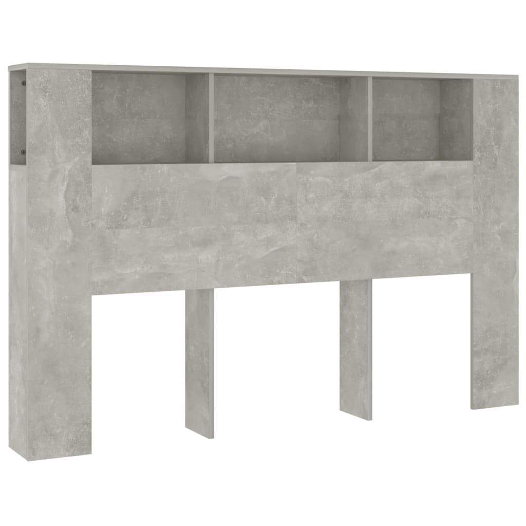 Tăblie de pat cu dulap, gri beton, 160x18,5x104,5 cm - Lando