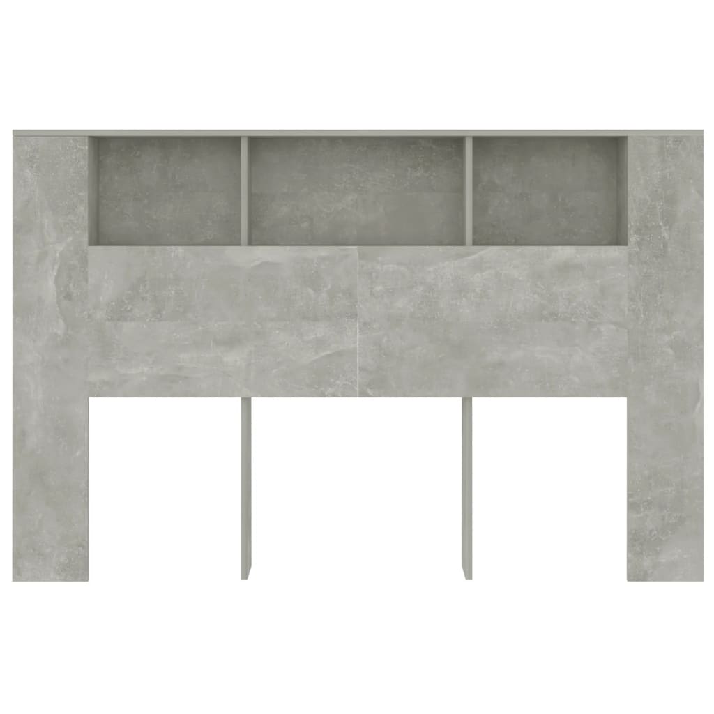 Tăblie de pat cu dulap, gri beton, 160x18,5x104,5 cm - Lando