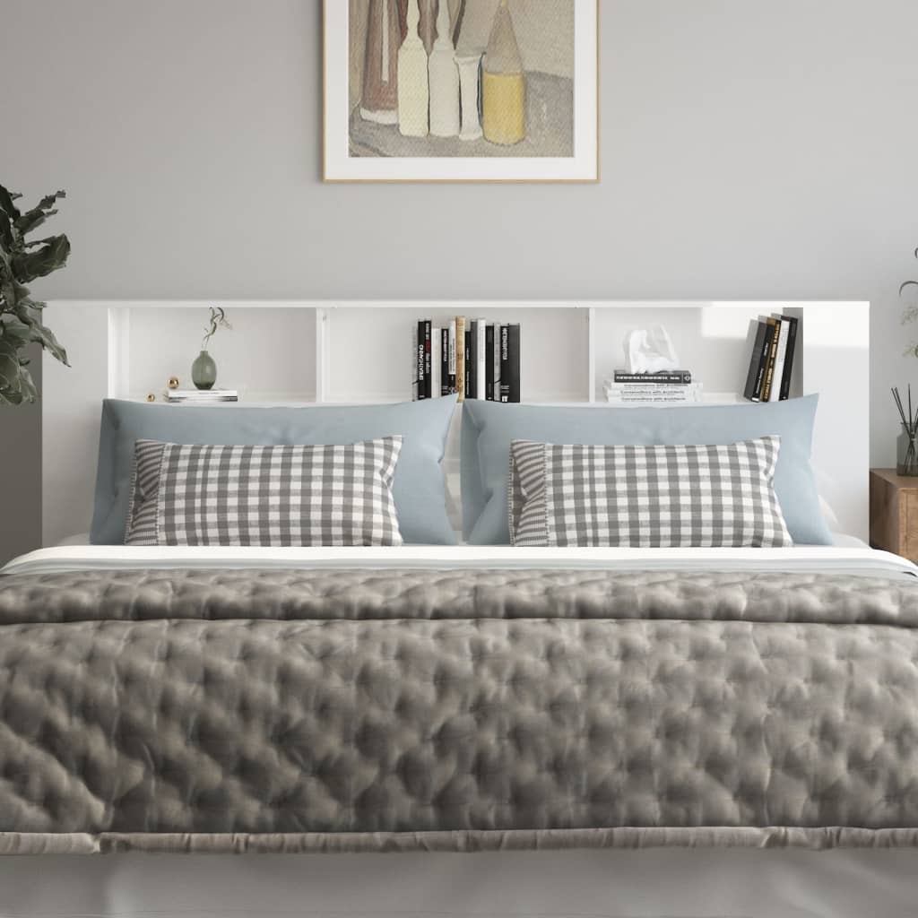 Tăblie de pat cu dulap, alb extralucios, 220x18,5x104,5 cm - Lando