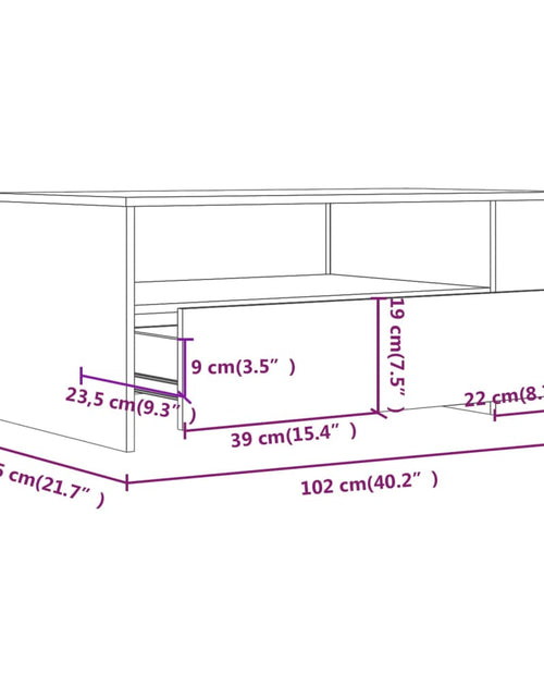 Загрузите изображение в средство просмотра галереи, Măsuță de cafea, stejar fumuriu, 102x55x42 cm, lemn prelucrat Lando - Lando
