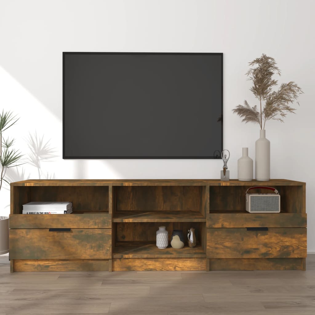 Comodă TV, stejar fumuriu, 150x33,5x45 cm, lemn prelucrat Lando - Lando