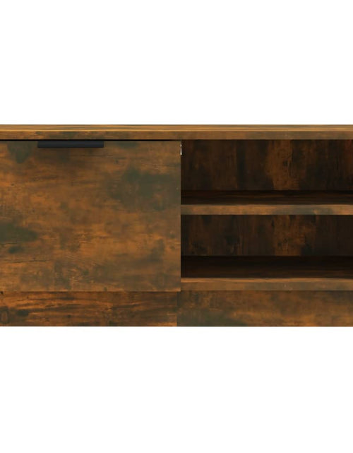 Încărcați imaginea în vizualizatorul Galerie, Comodă TV, stejar fumuriu, 80x35x36,5 cm, lemn prelucrat Lando - Lando
