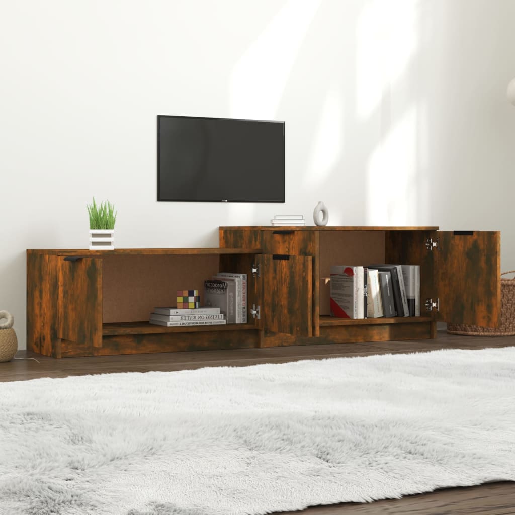 Comodă TV, stejar fumuriu, 158,5x36x45 cm, lemn prelucrat Lando - Lando