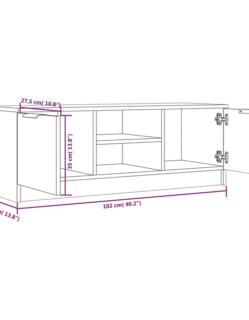 Încărcați imaginea în vizualizatorul Galerie, Comodă TV, gri sonoma, 102x35x36,5 cm, lemn prelucrat Lando - Lando
