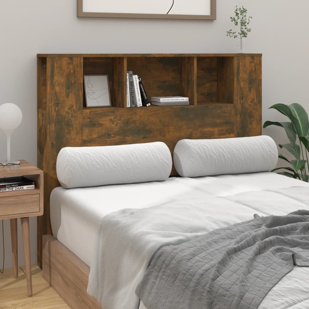 Tăblie de pat cu dulap, stejar fumuriu, 120x18,5x102,5 cm - Lando