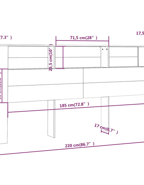 Încărcați imaginea în vizualizatorul Galerie, Tăblie de pat cu dulap, gri sonoma, 220x18,5x104,5 cm - Lando
