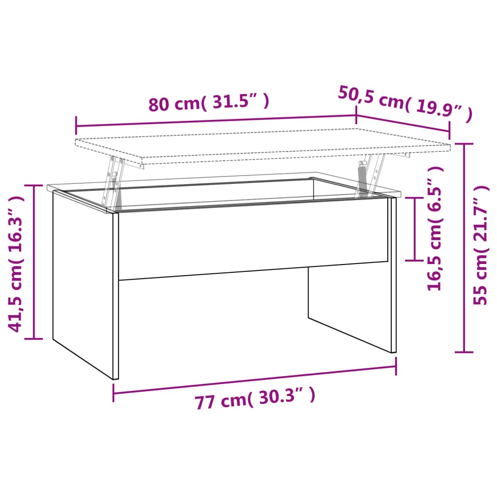 Măsuță de cafea alb extralucios 80x50,5x41,5 cm lemn prelucrat Lando - Lando