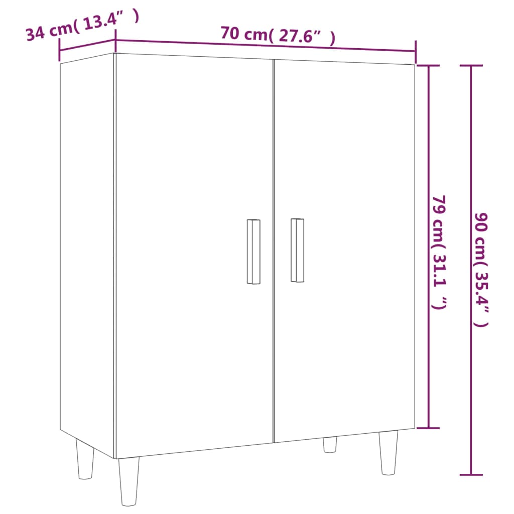 Servantă, alb, 70x34x90 cm, lemn prelucrat Lando - Lando