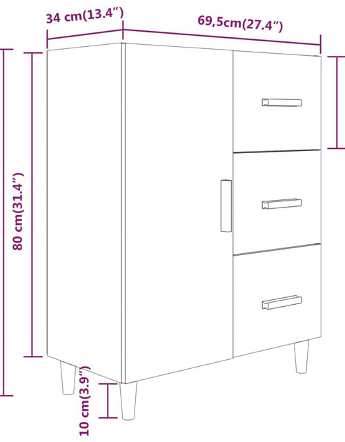 Încărcați imaginea în vizualizatorul Galerie, Servantă, stejar maro, 69,5x34x90 cm, lemn prelucrat - Lando
