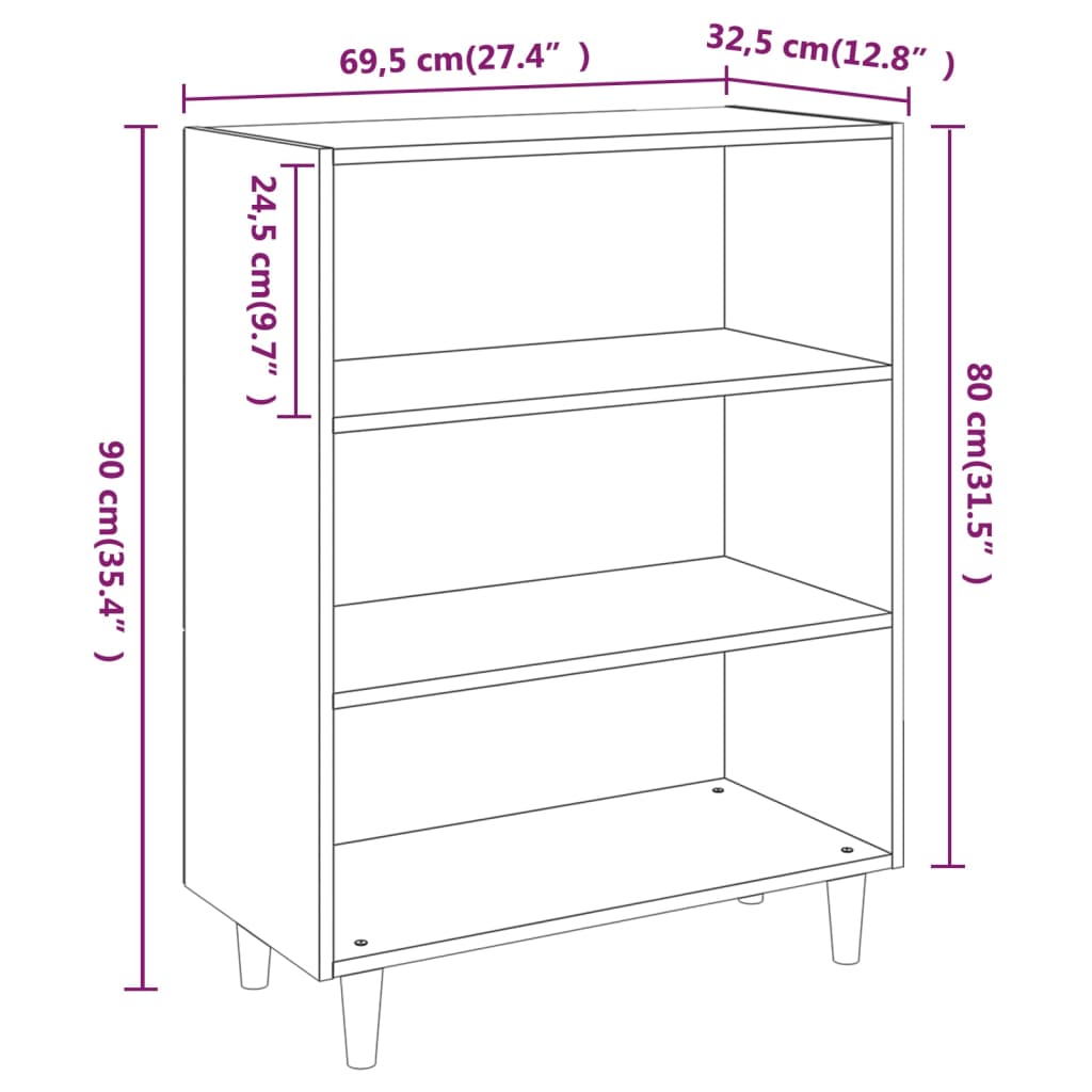 Servantă, stejar maro, 69,5x32,5x90 cm, lemn prelucrat Lando - Lando