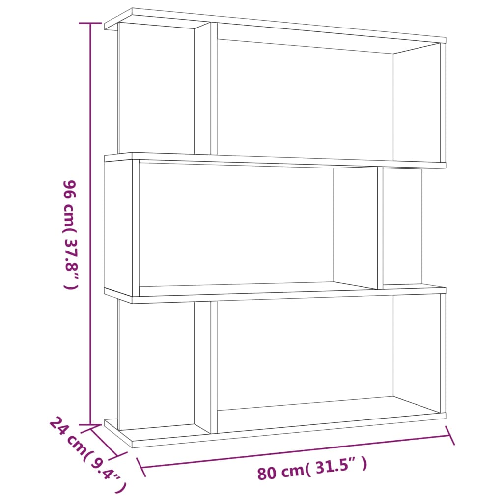 Bibliotecă/Separator, stejar maro, 80x24x96 cm , lemn prelucrat Lando - Lando