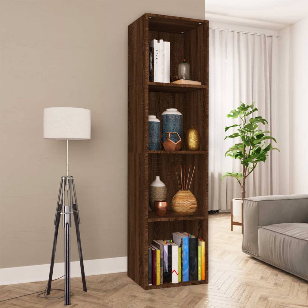 Bibliotecă/dulap TV, stejar maro, 36x30x143 cm, lemn prelucrat Lando - Lando