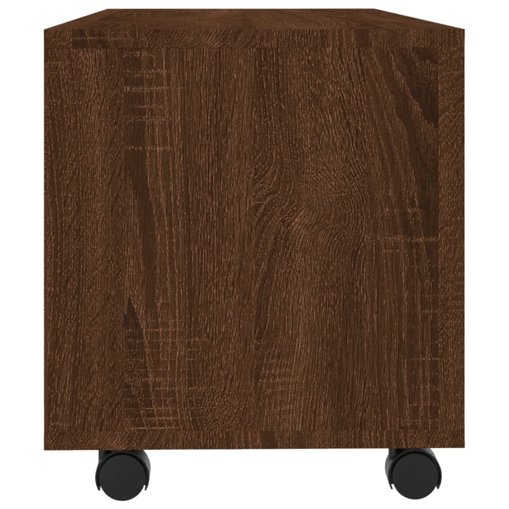 Comodă TV cu roți, stejar maro, 90x35x35 cm, lemn prelucrat - Lando