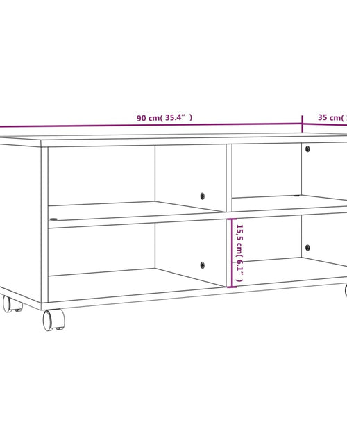Загрузите изображение в средство просмотра галереи, Comodă TV cu roți, stejar maro, 90x35x35 cm, lemn prelucrat - Lando
