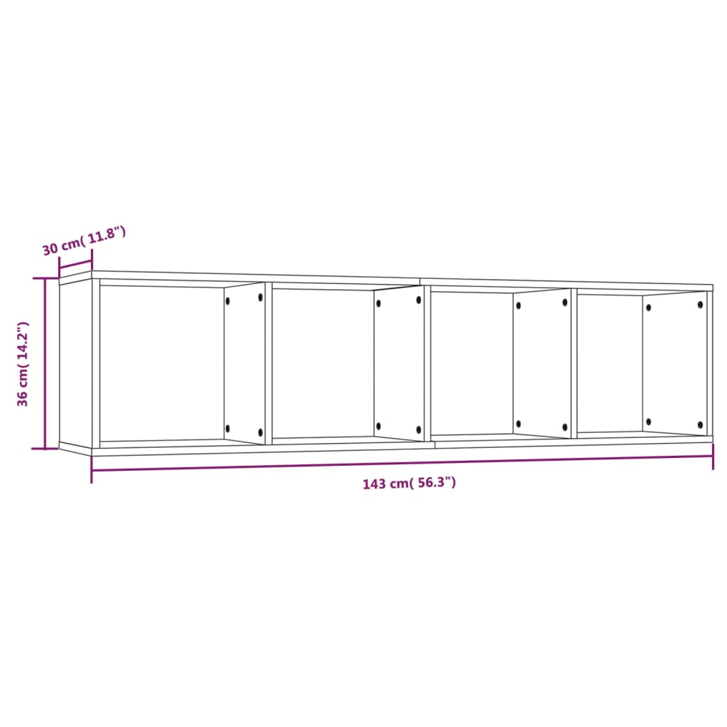 Bibliotecă/dulap TV stejar fumuriu 143x30x36 cm lemn prelucrat Lando - Lando