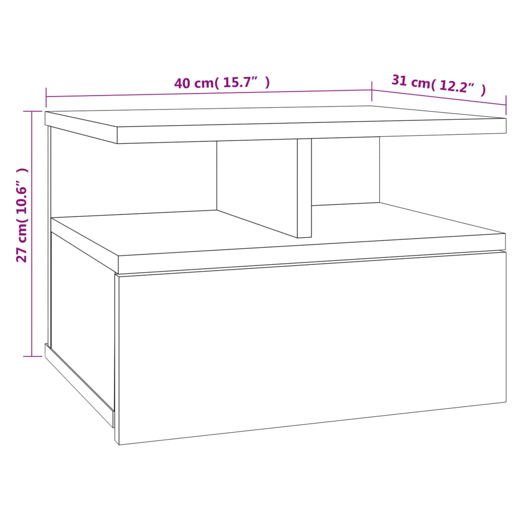 Noptiere plutitoare 2 buc. stejar fumuriu 40x31x27 cm lemn - Lando