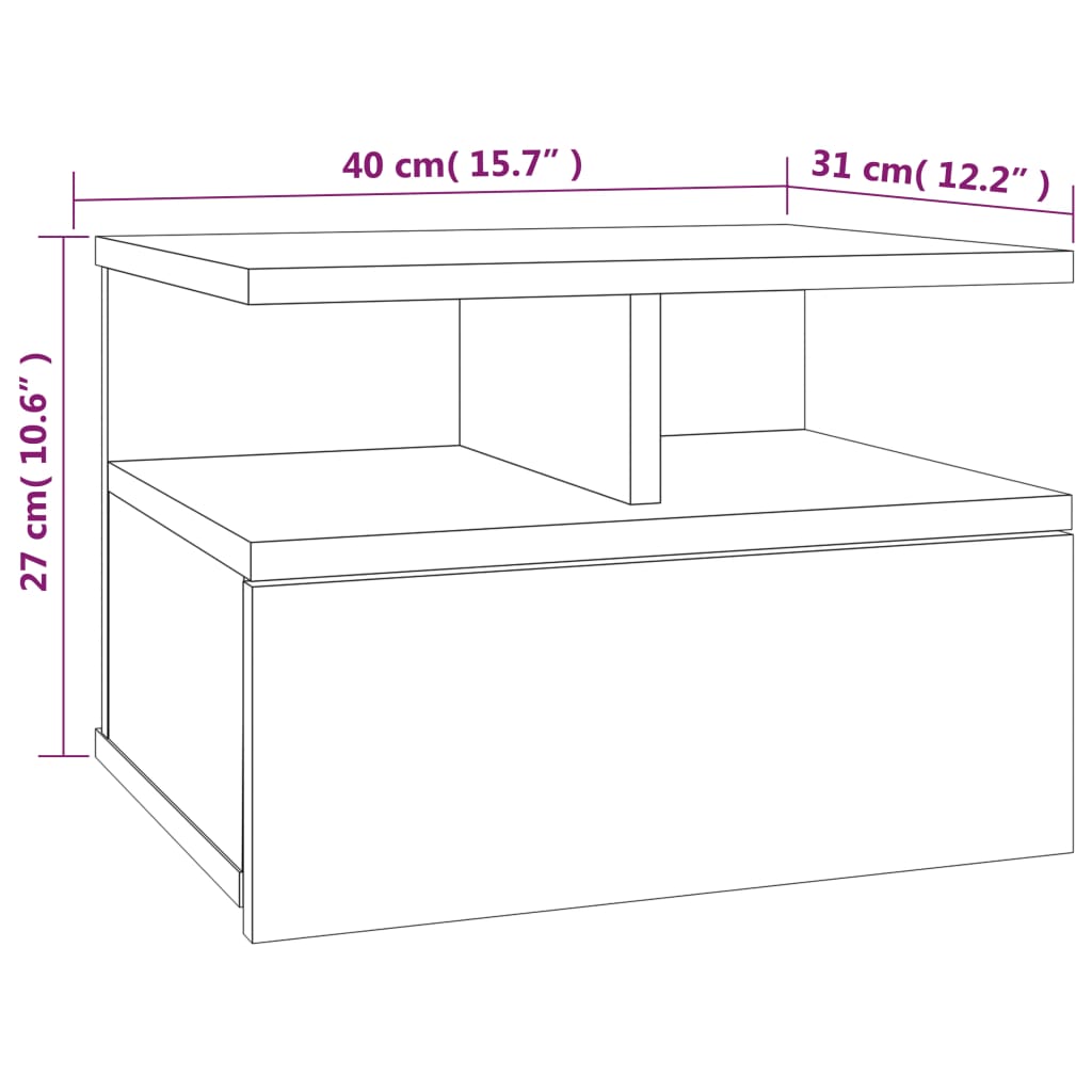 Noptiere plutitoare 2 buc. gri sonoma 40x31x27 cm lemn - Lando