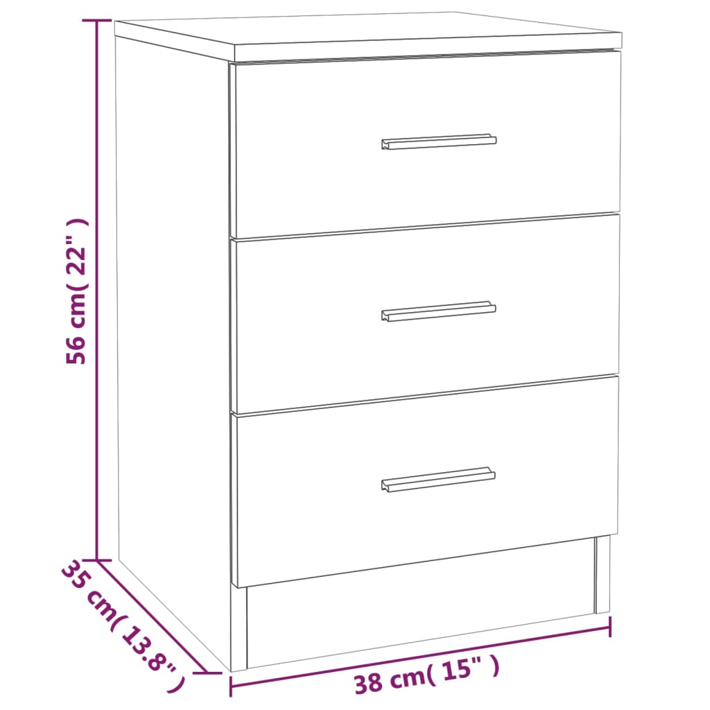 Noptiere, 2 buc., stejar maro, 38x35x56 cm, lemn prelucrat - Lando