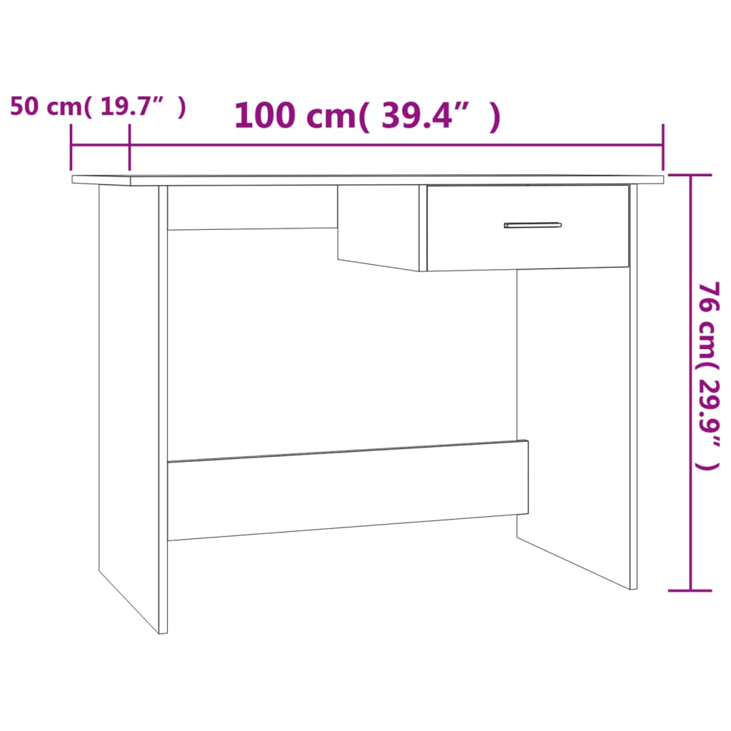 Birou, stejar maro, 100x50x76 cm, lemn prelucrat - Lando