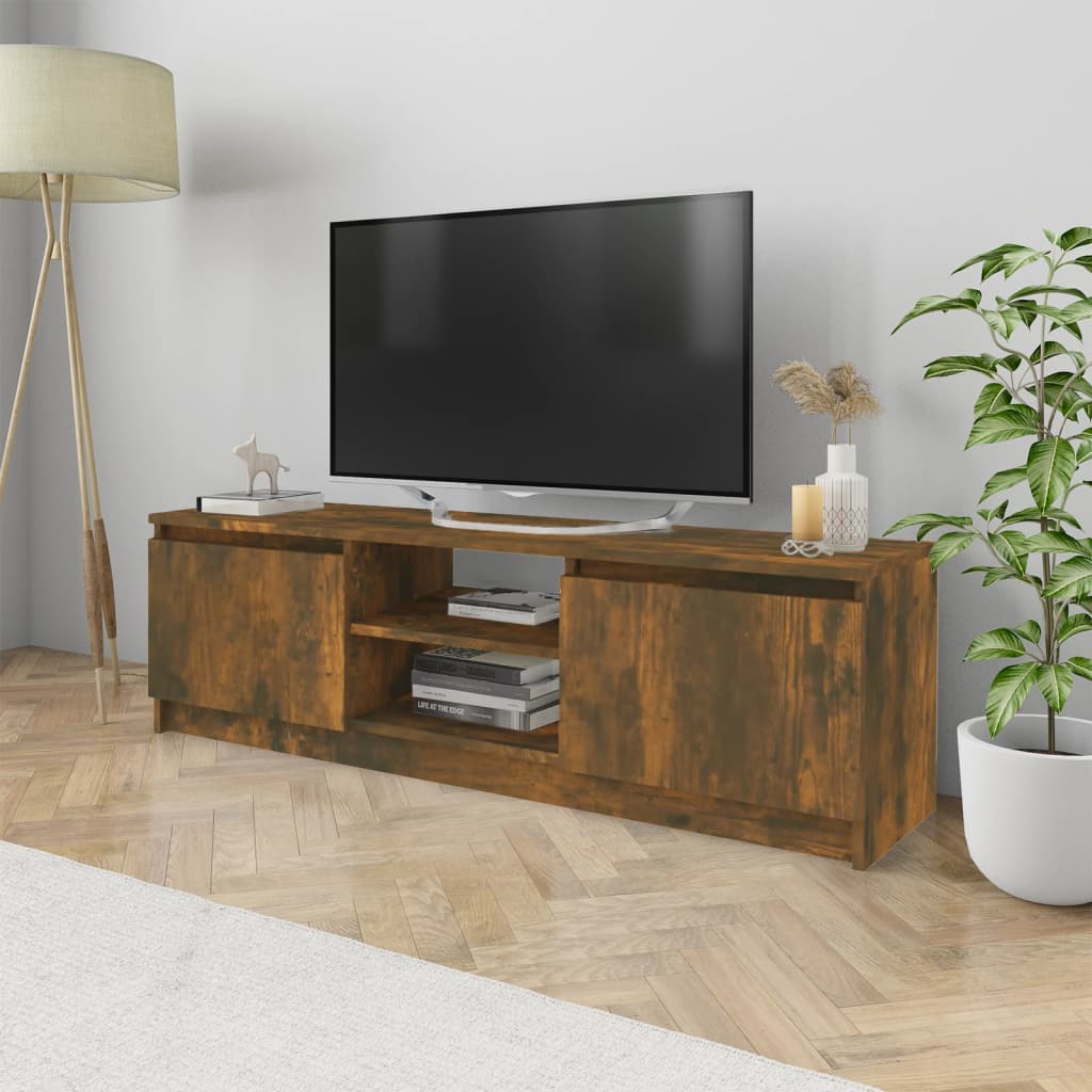 Comodă TV, stejar fumuriu, 120x30x35,5 cm, lemn prelucrat Lando - Lando