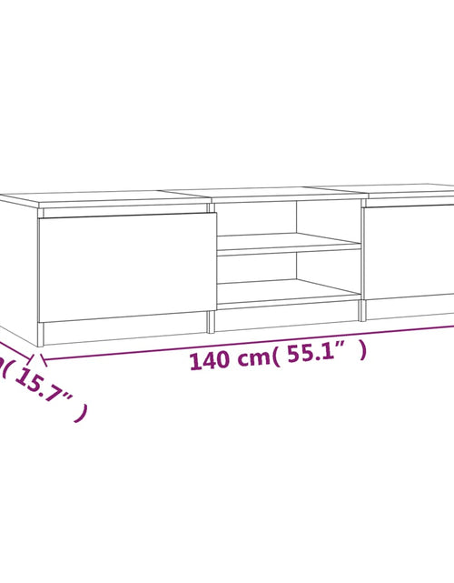 Загрузите изображение в средство просмотра галереи, Comodă TV, stejar fumuriu, 140x40x35,5 cm, lemn prelucrat Lando - Lando
