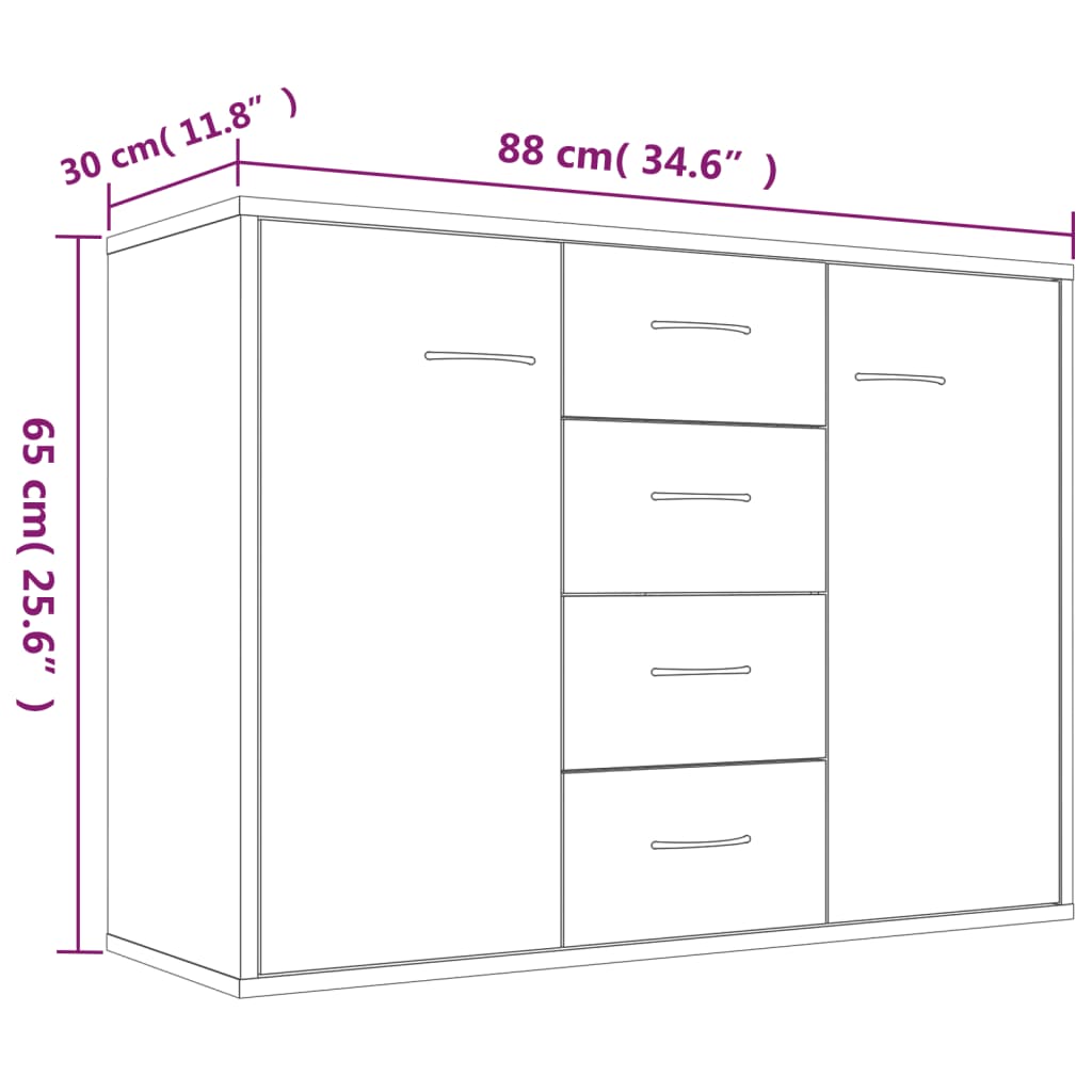 Dulap lateral, stejar fumuriu, 88x30x65 cm, lemn compozit Lando - Lando