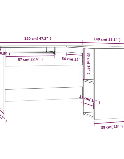 Încărcați imaginea în vizualizatorul Galerie, Birou de colț, stejar afumat, 120x140x75 cm, lemn prelucrat - Lando
