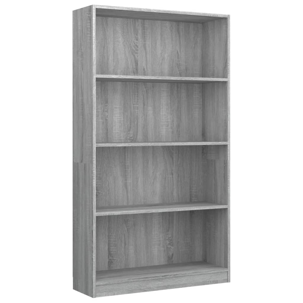 Bibliotecă cu 4 niveluri gri sonoma 80x24x142 cm lemn compozit Lando - Lando