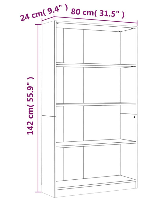 Încărcați imaginea în vizualizatorul Galerie, Bibliotecă cu 4 niveluri gri sonoma 80x24x142 cm lemn compozit Lando - Lando
