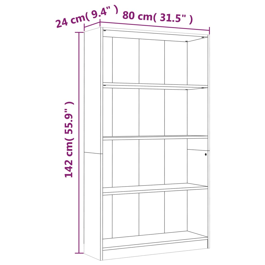 Bibliotecă cu 4 niveluri gri sonoma 80x24x142 cm lemn compozit Lando - Lando