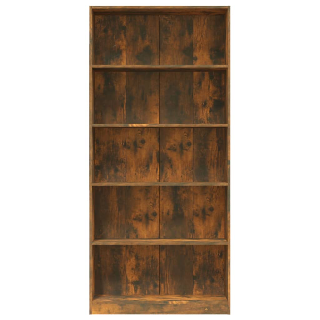 Bibliotecă 5 niveluri stejar fumuriu 80x24x175 cm lemn compozit - Lando