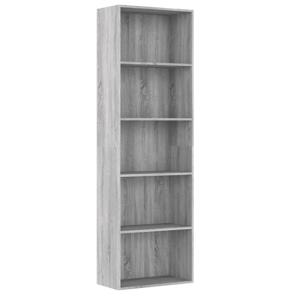Bibliotecă 5 niveluri gri sonoma 60x30x189 cm lemn compozit - Lando