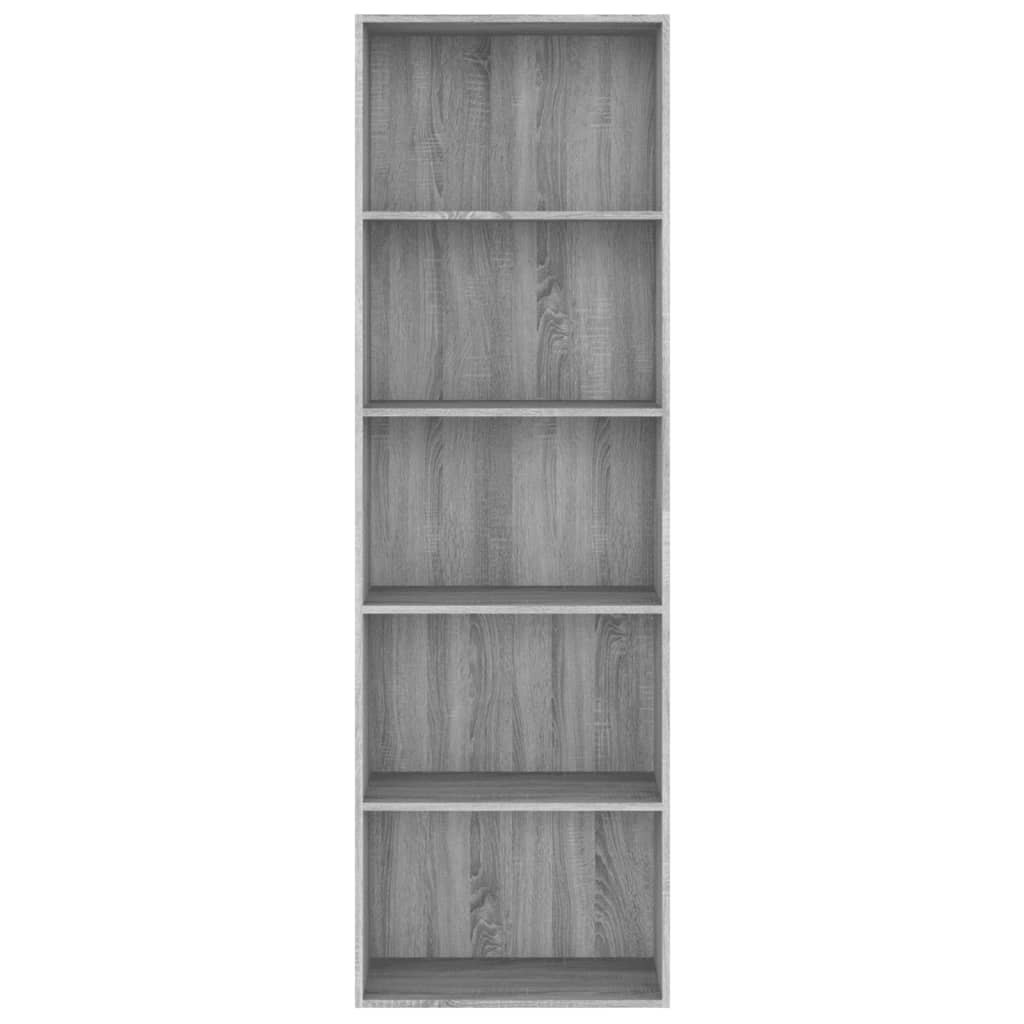 Bibliotecă 5 niveluri gri sonoma 60x30x189 cm lemn compozit - Lando