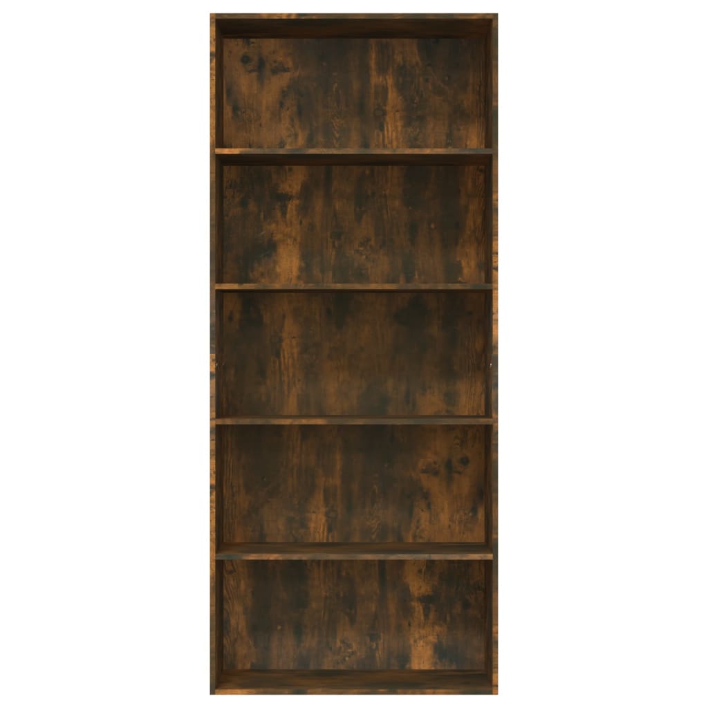 Bibliotecă 5 niveluri stejar fumuriu 80x30x189 cm lemn compozit - Lando