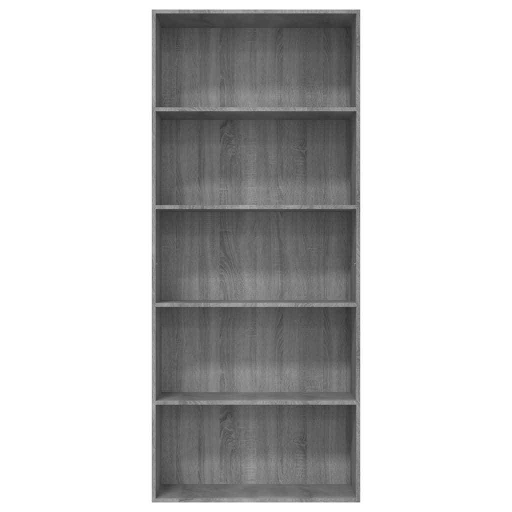 Bibliotecă 5 niveluri gri sonoma 80x30x189 cm lemn compozit Lando - Lando