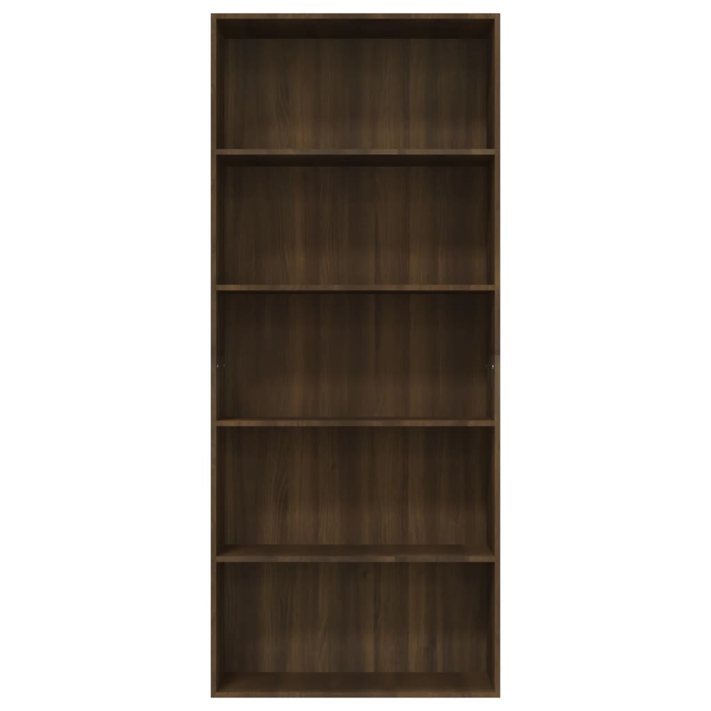 Bibliotecă 5 niveluri stejar maro 80x30x189 cm lemn compozit - Lando