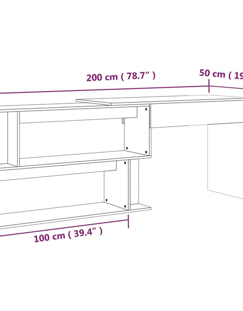 Încărcați imaginea în vizualizatorul Galerie, Birou de colț, gri sonoma, 200x50x76 cm, lemn prelucrat - Lando
