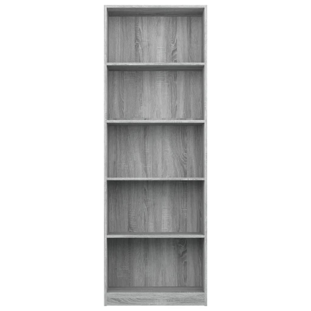 Bibliotecă cu 5 niveluri gri sonoma 60x24x175 cm lemn compozit Lando - Lando