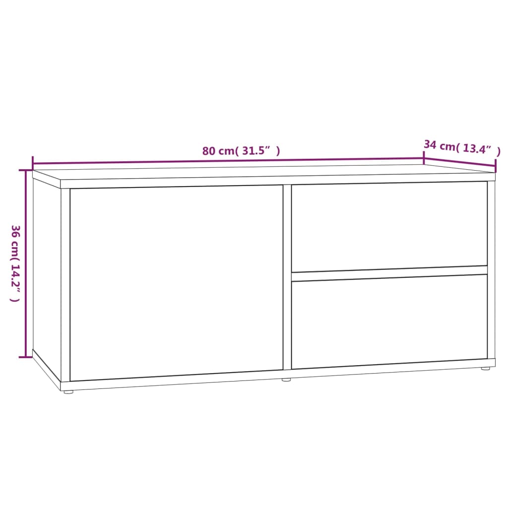 Comodă TV, stejar fumuriu, 80x34x36 cm, lemn prelucrat Lando - Lando