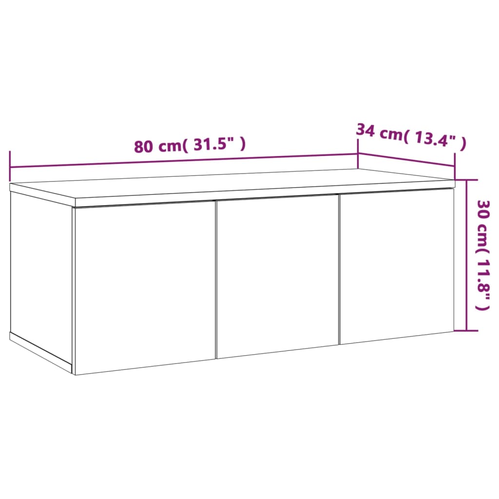 Comodă TV, gri sonoma, 80x34x30 cm, lemn compozit Lando - Lando