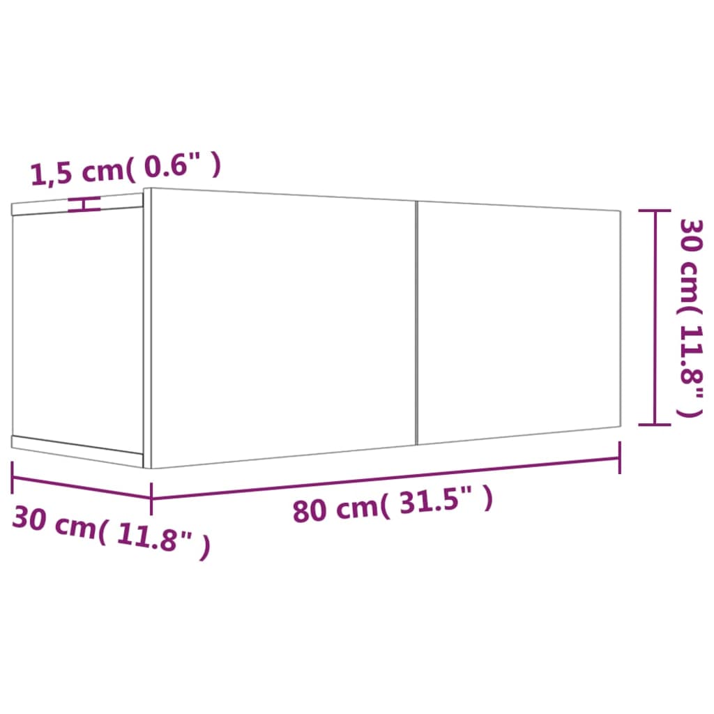 Comodă TV, stejar fumuriu, 80x30x30 cm, lemn prelucrat Lando - Lando